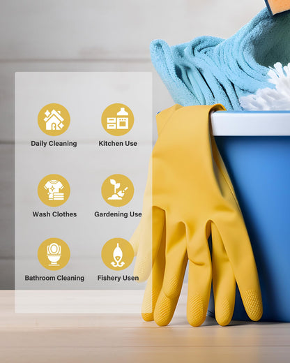 FCTTD Rubber gloves on dishwashing cleaning gloves 3-Pairs,Kitchen dish gloves,Reuseable.(3,Medium)