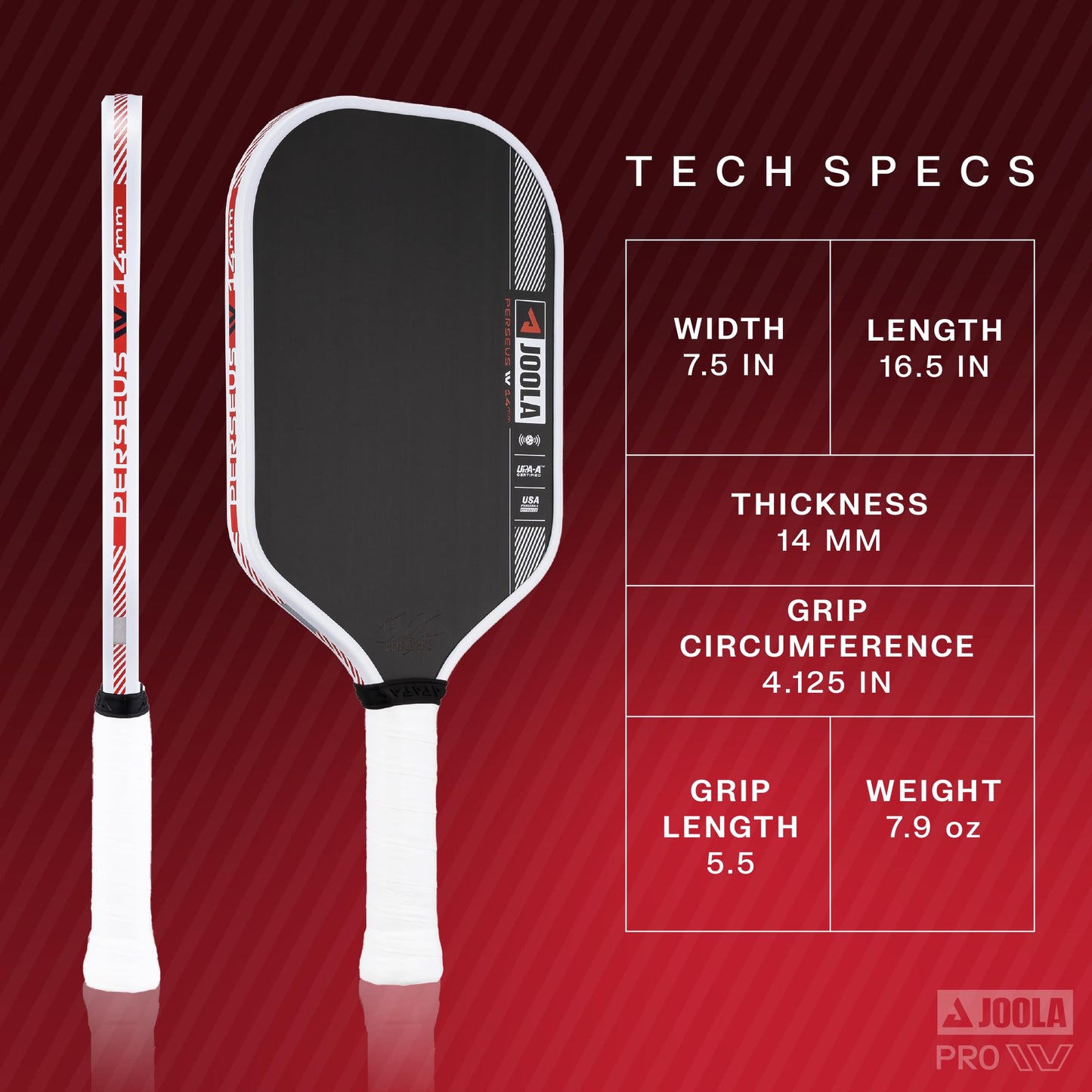 JOOLA Ben Johns Perseus Pro IV 14mm Pickleball Paddle - Tech Flex Power - Elongated Shape for Power & Spin - Propulsion Core Increases Power & Touch - UPA-A Certified - USAP Approved - NFC Chip