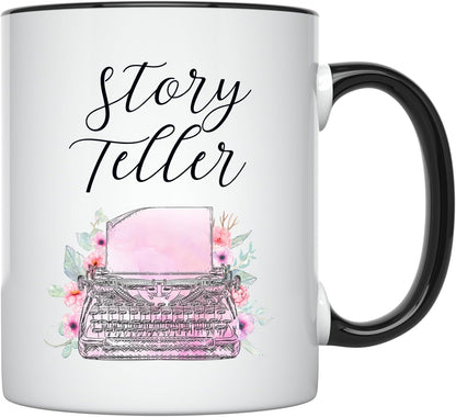 YouNique Designs Writer Coffee Mug, 11 Ounces, Storyteller Mug, Author Gifts for Women (Black Handle)
