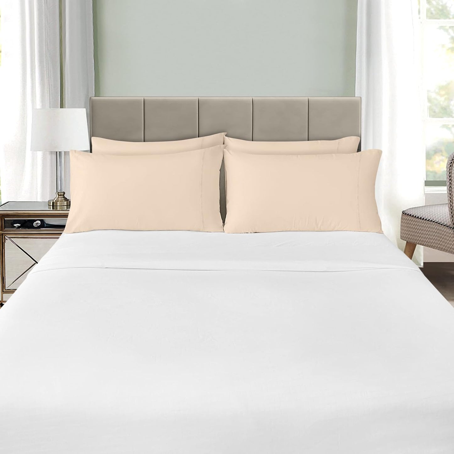 Utopia Bedding Queen Pillow Cases - Soft Brushed Microfiber - 4 Pack | Fade Resistant 20 X 30 Inches (Beige)