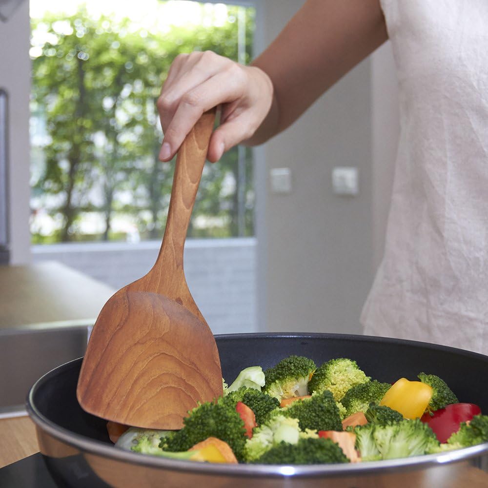 FAAY 3-in-1 Wooden Spatulas, Eco-Friendly Kitchen Utensils from High Moist Resistance Teak for Non Stick Cookware