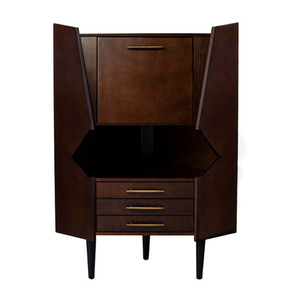 SEI FURNITURE Larson Corner Storage Bar Cabinet, brown.