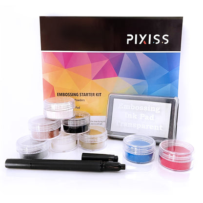 Embossing Kit, Powder, Clear Embossing Pen, Embossing Ink Pad, 8X 10ml Embossing Powders for Use with Embossing Heat Tool for Crafts