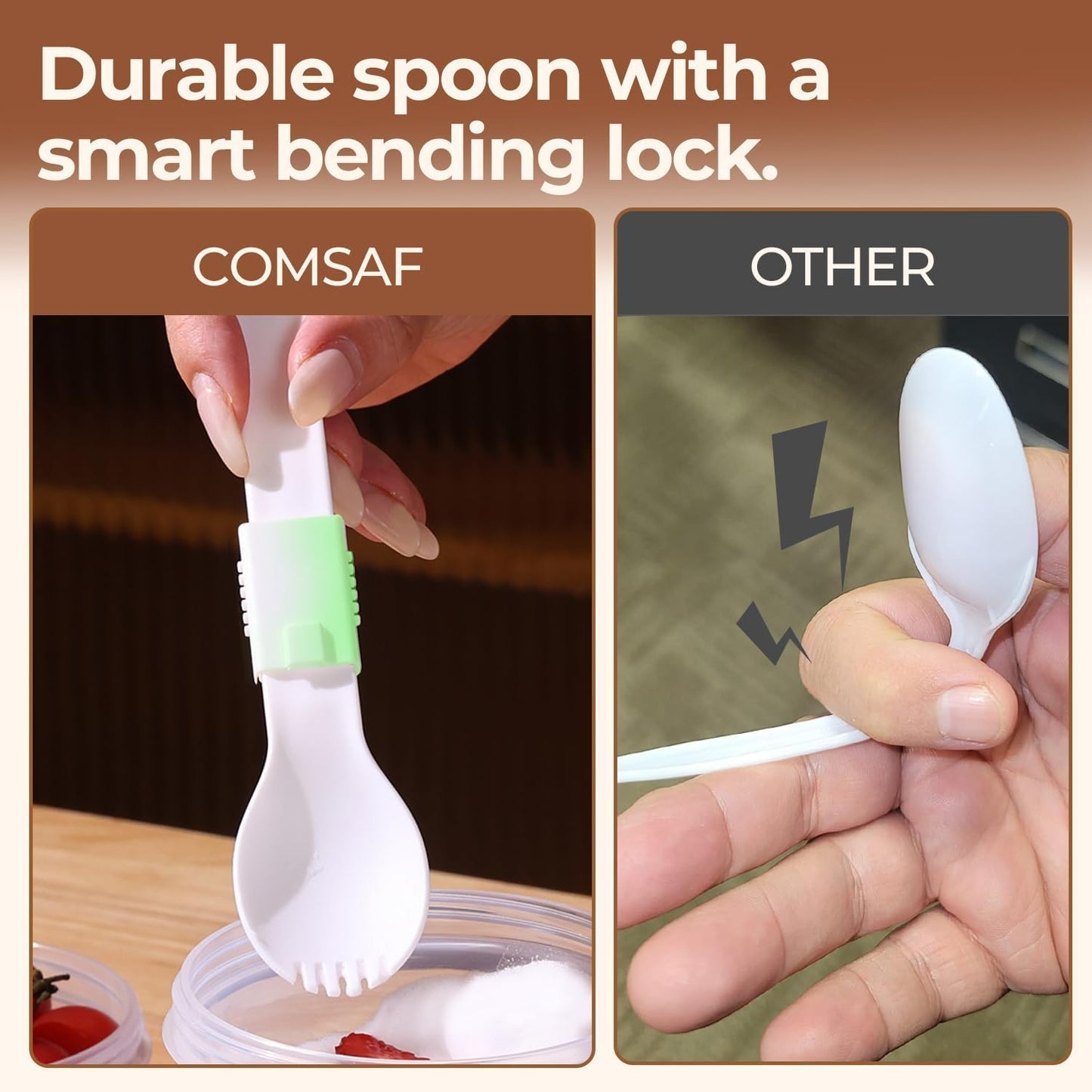 2 Pack 27 oz, ComSaf Overnight Oats Containers with Lids Plastic Yogurt Parfait Cups with Folding Spoons to Go, Salad