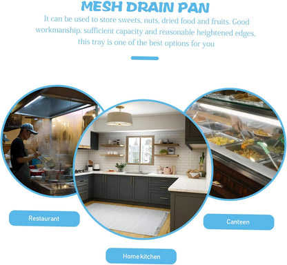 1 Set Mesh Drain Pan, Oil Draining Net, Egg Steamer Rack for Stovetop Barbecue Grill