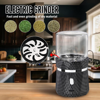Unique Electric Herb Grinder, Small Spice Grinder Electric herb Grinders Mini Size 2x3.5inches with 2pcs 1.7oz/50ml Glass Jar Herb Jar Portable Grinders Rechargeable Automatic herb Grinder