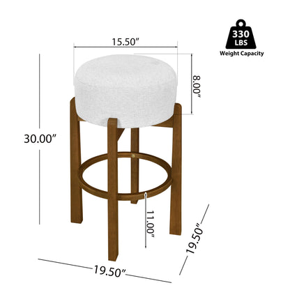 Merax 30" Rustic Backless Bar Stools Set of 4 with Upholstered Cushion, Round Counter Height Bar Stools with Solid Wood Legs, Dark Walnut Finish Counter Stools for Kitchen Island Breakfast Nook