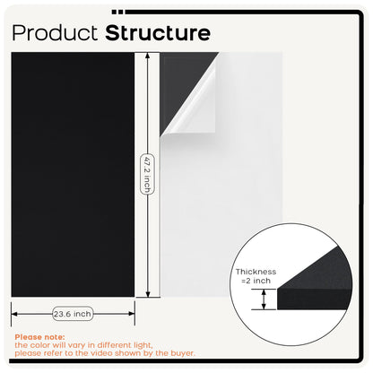 BUBOS 2-Pack Fabric Acoustic Panels with Hanging Hardware, 47.2" x 23.6" x 2" Large Soundproofing Wall Panels, High-Density Sound Absorbing Decor for Home Theater, Studio & Office,Balck