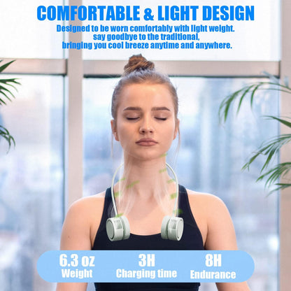 Portable Neck Fan - Hands Free Wearable Bladeless Neck Fans with 3 Speeds for Women and Adults (Green)