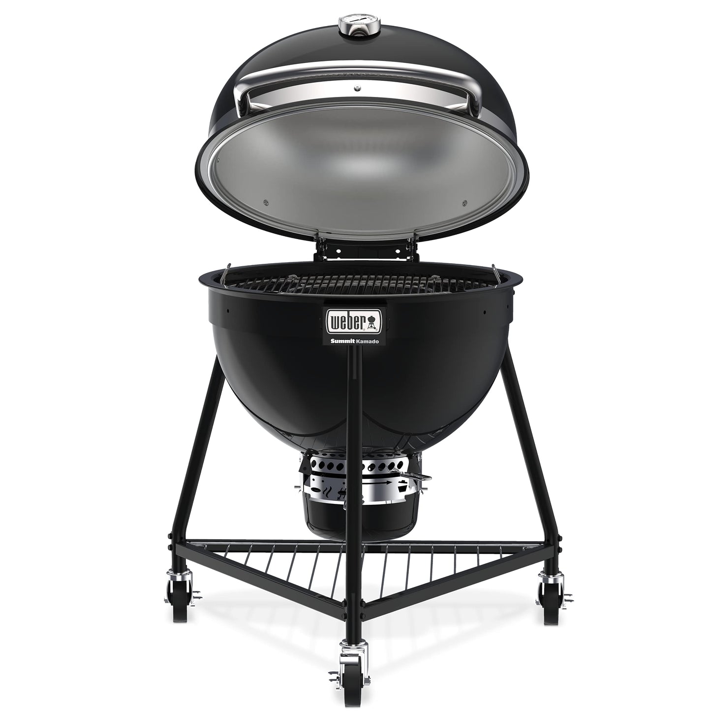 Weber Summit® Kamado E6 Charcoal Grill, Black – Dual‑Walled Insulated Steel Kamado with 24" Cooking Area, Porcelain‑Enameled Kettle & One‑Touch Cleaning System