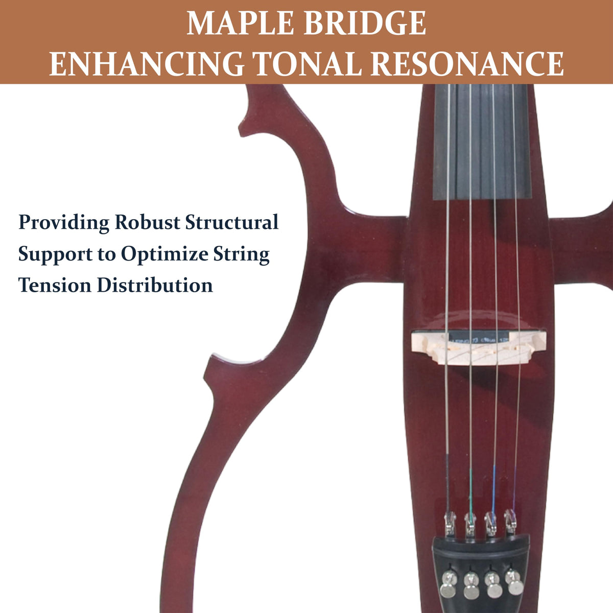 Cecilio CECO-1DW Ebony Electric Silent Metallic Mahagony Cello in Style 1, Size 4/4 (Full Size)