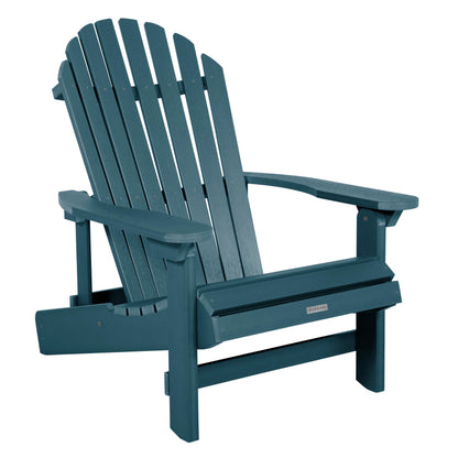 Highwood Hamilton King Size Folding & Reclining Adriondack Chair with Ottoman, Nantucket Blue