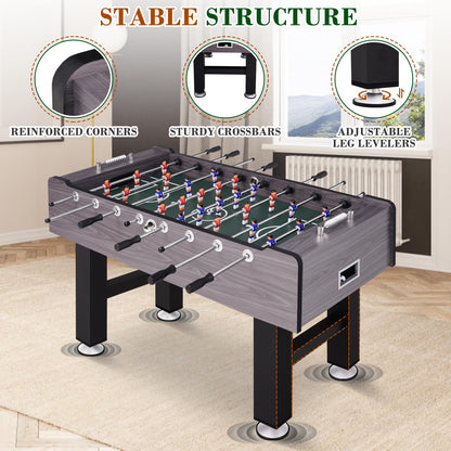 58 Inch Large Size Foosball Table Adult Size, Full Size Soccer Game Table w/2 Balls, Leg Levelers & Heavy-Duty Legs, Durable Arcade Football Table for Game Room, Home, Office, Party