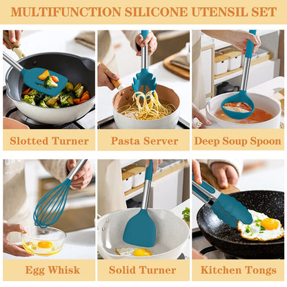 Silicone Kitchen Utensils Set, Umite Chef 43 pcs Cooking Utensils for Nonstick Cookware, Kitchen Tools-Silicone Utensil for Cooking Kitchen Set for Home Kitchen Accessories Set