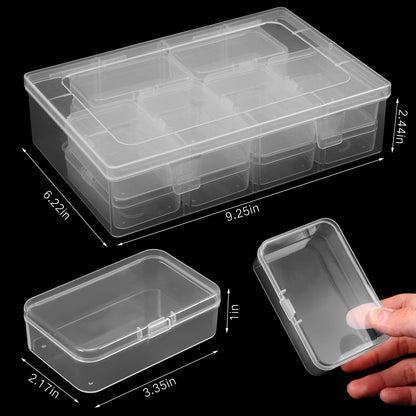Blulu 13 Pieces Small Bead Organizers Plastic Bead Storage Containers with Lids Mini Clear Storage Cases Transparent Craft Boxes for Jewelry Diamonds DIY Art Craft Accessory(3.3 x 2.2 x 1 Inch)