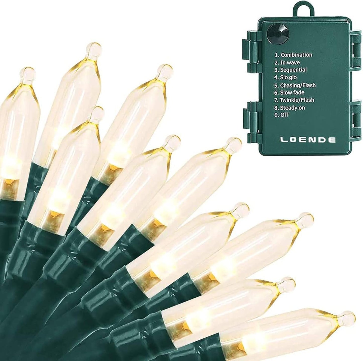 18ft 50 8 LED Battery Operated Christmas Lights, Modes with Timer - Waterproof for Indoor & Outdoor Decor