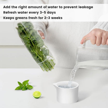 UEOZ Herb Keeper for Refrigerator, Herb Saver for Refrigerator, Vegetable Preservation Bottle for Cilantro, Mint, Parsley, Asparagus, Keeps Greens Fresh for 2-3 Weeks (1PCS)