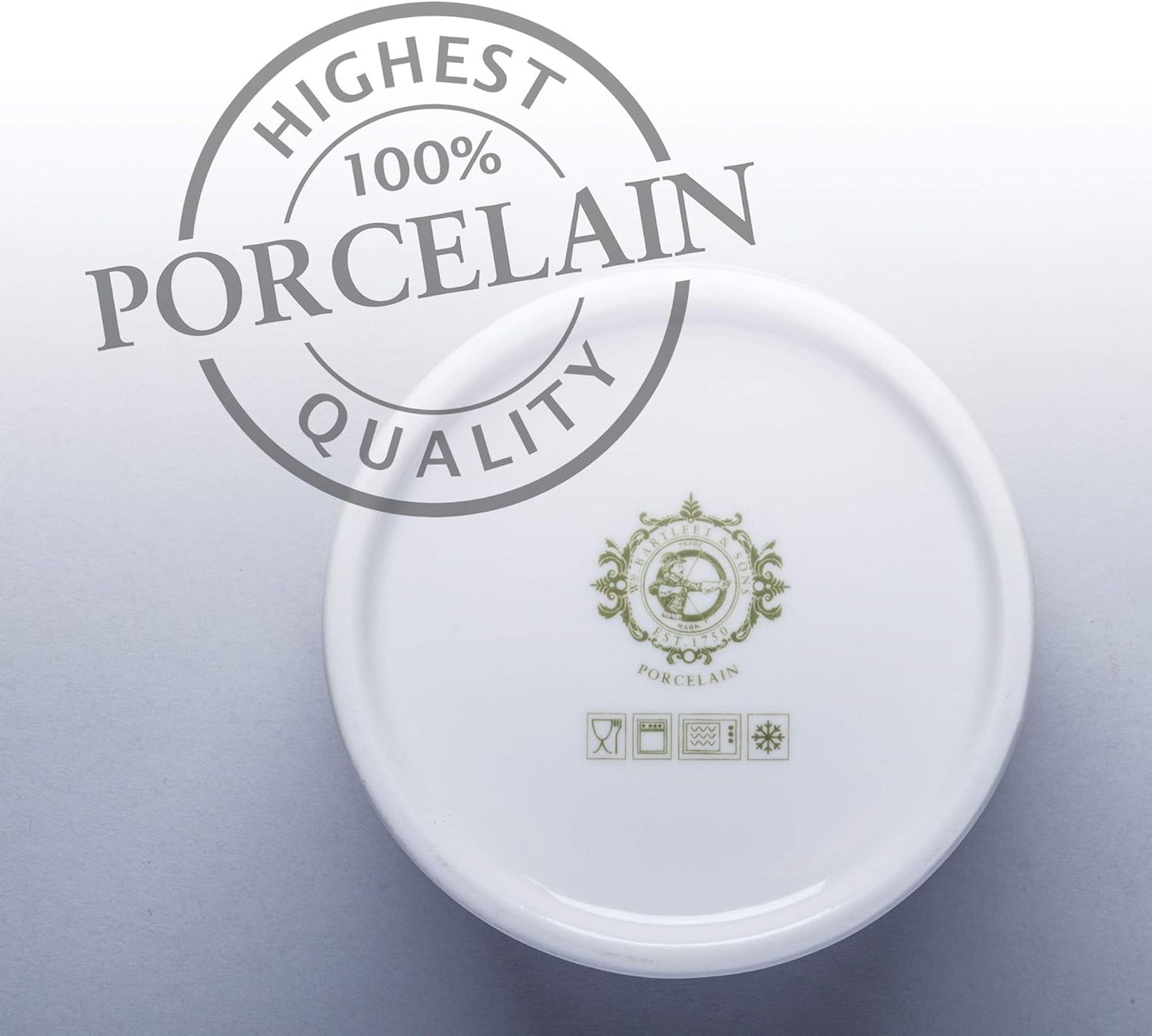 WM Bartleet & Sons 1750 T165 Traditional Porcelain Sugar/Jam/Mustard Pot with Lid & Spoon, 24 oz, White
