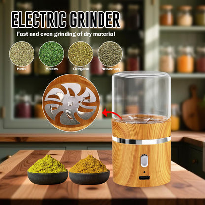Electric Herb Grinder, Electric Spice Grinders Mini Size 2inx3.5inches with 2pcs 1.7oz/50ml Glass Jar Rechargeable Automatic Herb Grinder