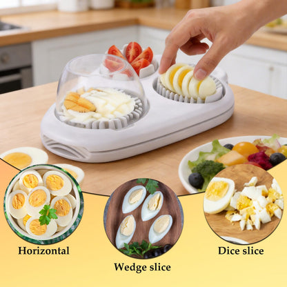 3 in 1 Egg Slicer for Hard Boiled Eggs,3 Cutting Modes,with 2 Egg Shell Opener,Stainless Steel Kitchen Dicer for Strawberry, Grape, Mushroom
