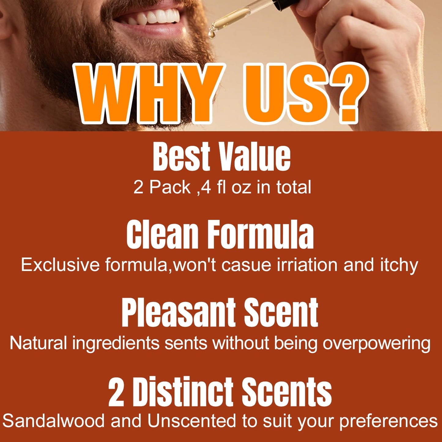 Beard Oil,2 Packs 4 FLOZ(120ml) Natural Beard Oil for Men Growth,Sandalwood and Unscented Beard Growth Oil Soften,Strengthen,Moisturize Beard Care,Stocking Stuffers for Men Gifts for Him Dad Boyfriend