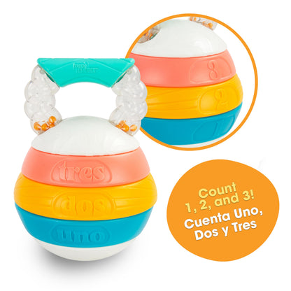 BEBE FUERTE Stack and Count Kettlebell Activity Toy by Robin Arzon - Bilingual Stacking Toys - Baby Workout Toys - Baby and Toddler Gifts for Ages 6 Months and Up