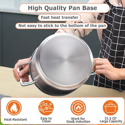 KILOGORGE 21.5QT Stainless Steel canning pot with rack and lid & canning kit set,water bath canner for canning Beginners,7 pcs Canning Supplies Kit,Compatible with natural gas and induction cookers