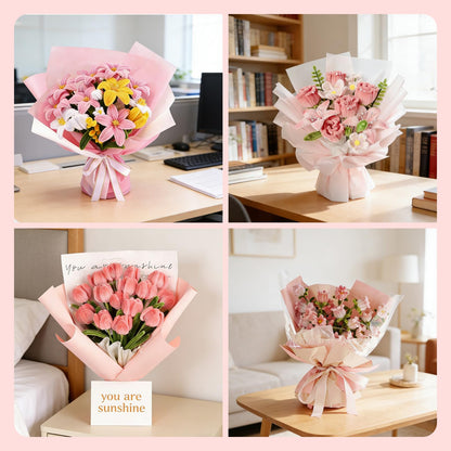 500PCS Pipe Cleaner Flower Kit,Bulk Pipe Cleaners Craft,Chenille Stems with Wrapping Paper for Mother's Day Graduation Birthday Wedding