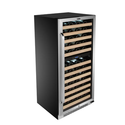 Whynter BWR-0922DZ 92 Built-in or Freestanding Stainless Steel Dual Zone Compressor Large Capacity Wine Refrigerator Rack for Open Bottles and LED Display, Dark Grey