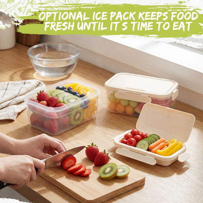 3 Sets Snackle Box with Removable Reusable Ice Pack, Separate Food Containers No Mixing Smells, Clear Cooling Charcuterie Lunch Box Organizer Bulk for Meal Prep, Travel, Beach & Picnic, Outdoor Party