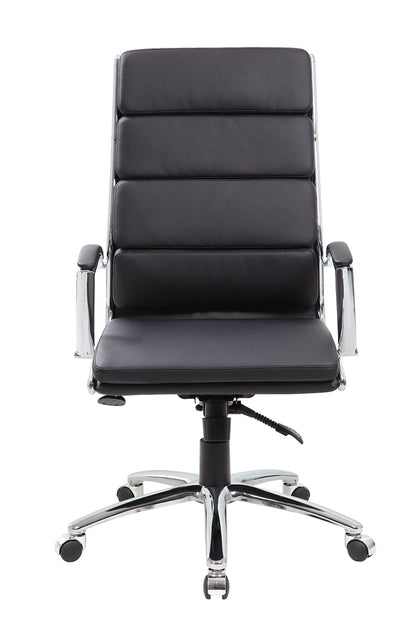 Boss Office Products CaressoftPlus Executive Chair, Traditional, Metal Chrome Finish (B9471-BK)