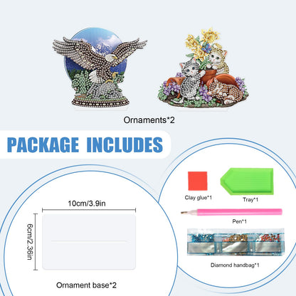 2Pcs 2D Flat DIY Diamond Painting Desktop Ornament Kit, Special Shaped Crystal Diamond Art Painting Tabletop Ornaments for Adult Beginner, Perfect Handmake Gifts of Diamond Art for Home Office Decor