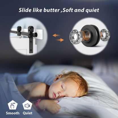 FREDBECK 48in X 84in (for 4 Doors 12x84) White Bi fold Barn Door Bifold Doors with 52" Hardware Track Kit Included,Solid MDF with Water-Proof PVC Surface for Closet,Assembly Required