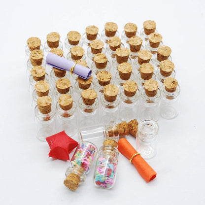 Healthcom 0.5ML Cork Bottles Vials Clear Glass Bottles Mini Tiny Jars Bottles With Corks Miniature Glass Bottle With Cork Empty Sample Jars Small,100 Botlles + 100 Screws