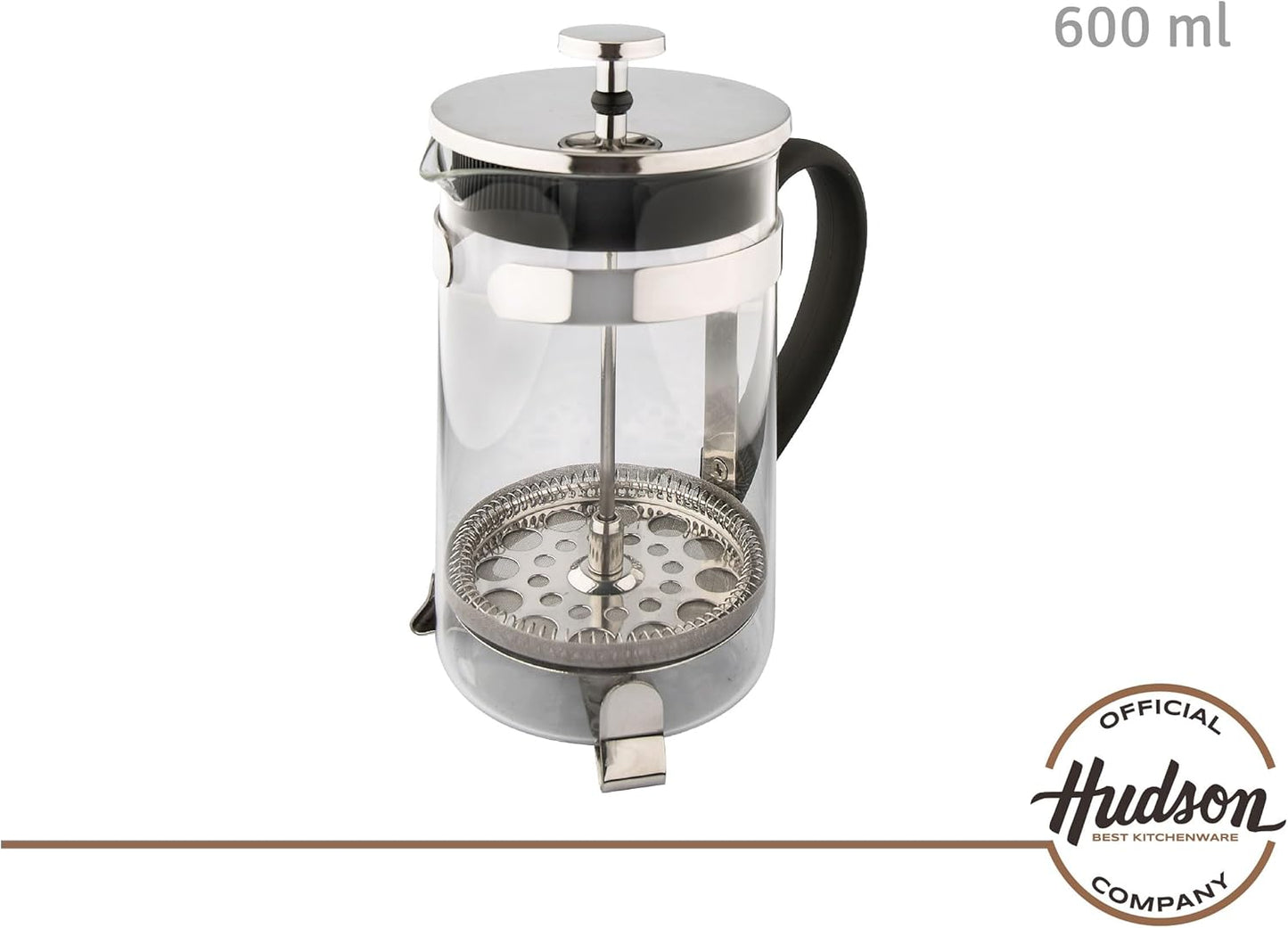 HUDSON French Press Coffee and Tea Maker, 6 Cups, Silver