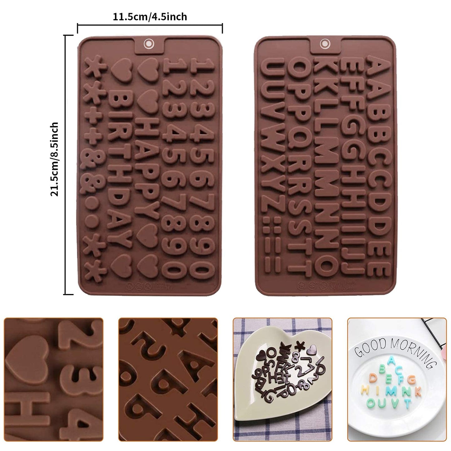 Chocolate Mold Set,Chocolate Heart Molds,Breakable Heart Mold with Hammer,Number and Letter Molds for Cake Decoration Candy Making-Suitable for Various Festivals
