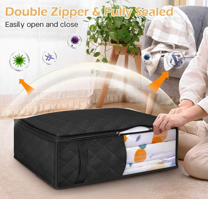 MISSLO 4 Pack Bed Sheet Organizers and Storage for Queen/King Size Sheets, Pillow Cases, Towels, Clothes with Clear