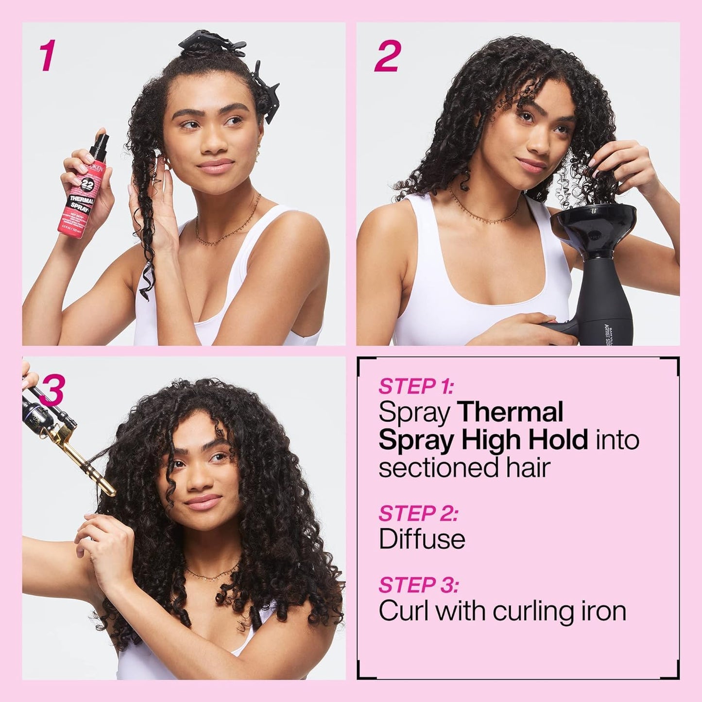 Redken Thermal Spray 22 High Hold - Thermal Heat Protectant and Setting Mist, For Curling and Flat Irons, Lasting Frizz Control & Protects Against Heat Damage