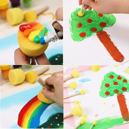 25pcs Screen Printing Squeegees with Flower Round Sponges Brush Set for Chalk Paste/Wood Burning/Craft Paint Tools, Self-Adhesive Stencil Rubber Mini Squeegee for Transfer Chalk Paint Stencil Ink