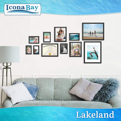 Icona Bay 8x10 Black Picture Frame - Contemporary Composite Wood Frame for Walls or Tabletop - Lakeland Collection