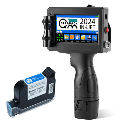 QMSTRAPACK Handheld Inkjet Printer Gun Z10 Printing Height 0.08-0.5 Inch Inkjet Coder with Original Fast-Drying Ink for Text QRCode/Barcode/Batch Number/Label/Image/Date Printer for Any Surface