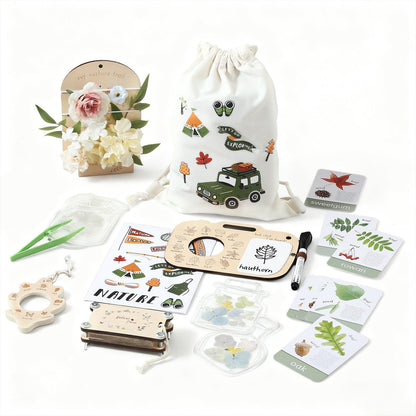 Flower Press Kit for Kids, Nature Exploration Toys with Plant ID Cards & Drawing Board, Outdoor Explorer Kit with DIY Bouquet Preservation & Dried Flower Art | Ideal Gift for Nature & Craft Lovers