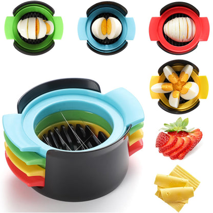 Egg Slicer for Hard Boiled Eggs，4 in 1 Multifunctional Egg Cutter,Strawberry slicer, Strawberry, Tomato, Dicer for Soft Fruit Mushroom Home Use