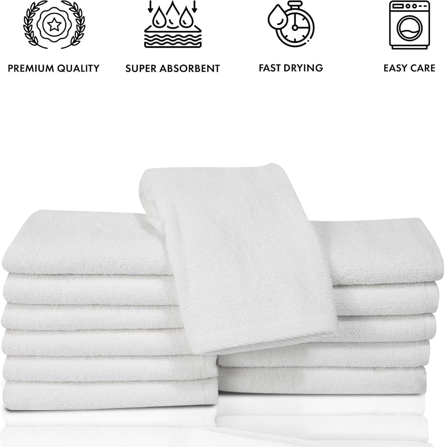 12 Pack Set, 100% 12"x12" Classic Turkish Towels CTT - Premium Washcloths Turkish Cotton, Highly Absorbent & Quick Dry