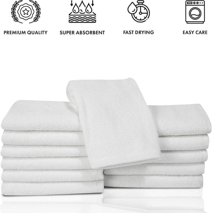 12 Pack Set, 100% 12"x12" Classic Turkish Towels CTT - Premium Washcloths Turkish Cotton, Highly Absorbent & Quick Dry