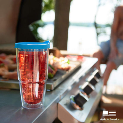Tervis Mom Watercolor Floral Tumbler, 24oz, with Wrap and Fuchsia Lid, Clear