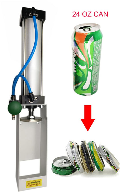 NKAIKE Aluminum Can Crusher, 24 Oz / 16 Oz / 12 Oz Can Crusher, Heavy Duty Pneumatic Cylinder Soda Beer Can Smasher, Recycling Tool (Countertop Button Valve)