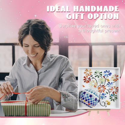 Fuyoooo 2 Sets DIY Vase Mosaic Painting Kit DIY Mosaic Arts and Craft Kits Tiles Crafts with Flower Accessories Creativity Handmade Artwork for Adults Gift Making Home Decoration(Vase Flower)