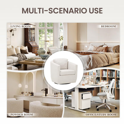 COLAMY 360° Swivel Accent Chair Set of 2 No-Sag Foam & Sturdy Metal Base, Fully Assembled Living Room Armchair with Pillow, Swivel Accent Single Sofa for Bedroom Living Room, Reading Room, Beige