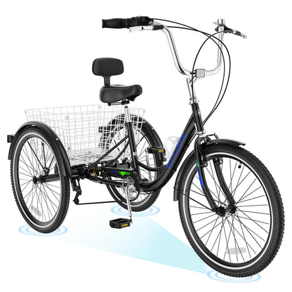 ABORON Adults Tricycle, 3 Wheels Bike for Adult, Tricycle for Adults, Double-Wall Wheel Rims, Tricycle for Women Men Exercise Outdoor Sports